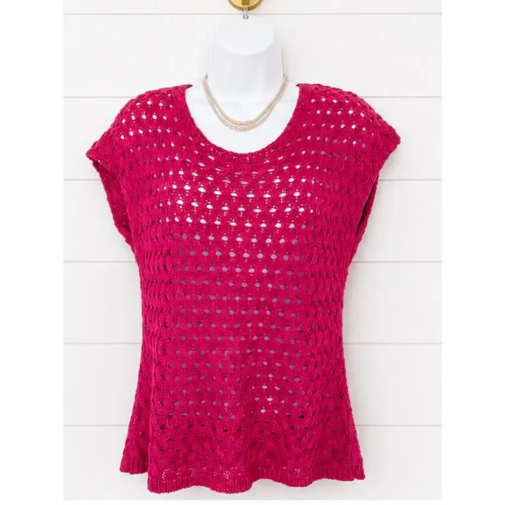 COLDWATER CREEK Fuchsia Open Knit Sweater Layering Size S/8